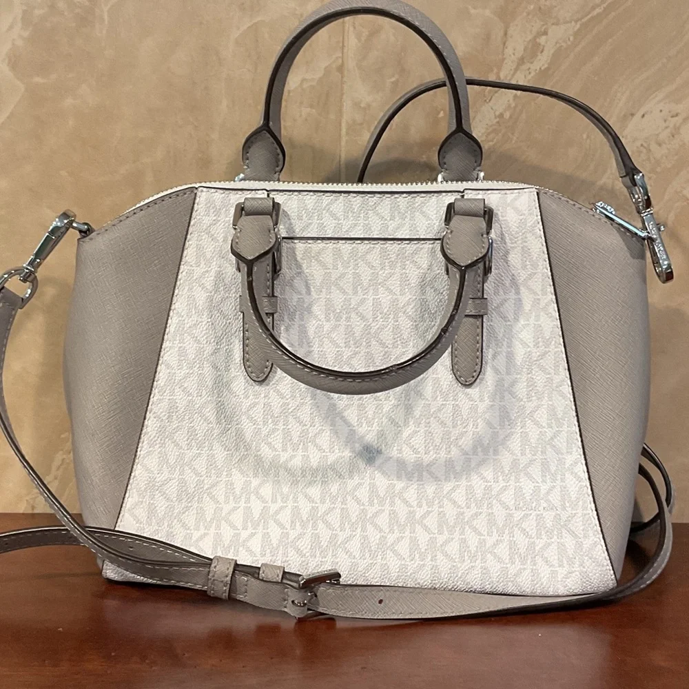 Michael Kors Two-Tone Light Gray & White Dome Satchel